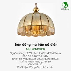 Đèn Đồng Thả Trần Bàn Ăn Cổ Điển - WINDT008