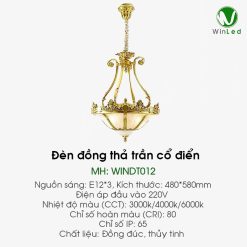 Đèn Thả Trần Đồng Cổ Điển Cao Cấp - WINDT012